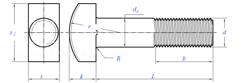 T Bolt technical drawing
